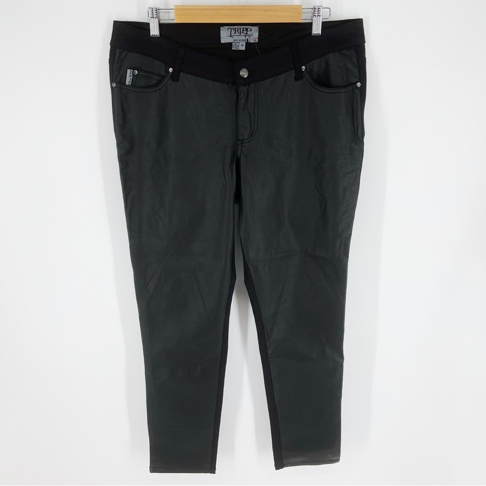 NWT Tripp NYC x Torrid Faux Leather Pleather Front Black Skinny Jeans Size 16